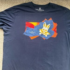 Men Psycho Bunny Robert Godley T-shirt Sz 3XL Colorful New York Navy Blue Rare